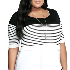 TORRID black and white striped crop pullover top